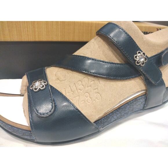 Romika Blue Leather Adjustable Slingback Sandal Shoes Women's US 7.5-8 /EU 38 - Picture 1 of 14